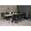 Levels tuinmeubelset tafel 100x160/240cm en 8 stoel Anna zwart, grijs.