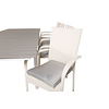 Levels tuinmeubelset tafel 100x160/240cm en 8 stoel Anna wit, grijs.