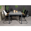 Levels tuinmeubelset tafel 100x160/240cm en 4 stoel armleuning Bois zwart, grijs.