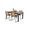 Levels tuinmeubelset tafel 100x160/240cm en 4 stoel Bois zwart, grijs.