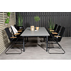 Levels tuinmeubelset tafel 100x160/240cm en 6 stoel armleuning Bois zwart, grijs.