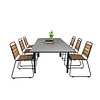 Levels tuinmeubelset tafel 100x160/240cm en 6 stoel Bois zwart, grijs.