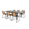 Levels tuinmeubelset tafel 100x160/240cm en 6 stoel Bois zwart, grijs.