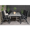 Levels tuinmeubelset tafel 100x160/240cm en 6 stoel Break zwart, grijs.