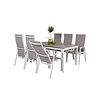 Levels tuinmeubelset tafel 100x160/240cm en 6 stoel Copacabana wit, grijs.