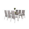 Levels tuinmeubelset tafel 100x160/240cm en 6 stoel Copacabana wit, grijs.