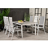 Levels tuinmeubelset tafel 100x160/240cm en 6 stoel Copacabana wit, grijs.