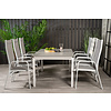 Levels tuinmeubelset tafel 100x160/240cm en 6 stoel Copacabana wit, grijs.