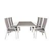 Levels tuinmeubelset tafel 100x160/240cm en 6 stoel Copacabana wit, grijs.