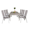 Levels tuinmeubelset tafel 100x160/240cm en 8 stoel Copacabana wit, grijs.