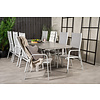 Levels tuinmeubelset tafel 100x160/240cm en 8 stoel Copacabana wit, grijs.