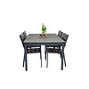 Levels tuinmeubelset tafel 100x160/240cm en 4 stoel Levels zwart, grijs.