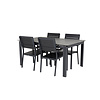 Levels tuinmeubelset tafel 100x160/240cm en 4 stoel Levels zwart, grijs.