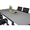 Levels tuinmeubelset tafel 100x160/240cm en 6 stoel Levels zwart, grijs.