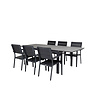 Levels tuinmeubelset tafel 100x160/240cm en 6 stoel Levels zwart, grijs.