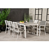 Levels tuinmeubelset tafel 100x160/240cm en 6 stoel Levels wit, grijs.