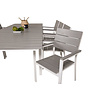 Levels tuinmeubelset tafel 100x160/240cm en 8 stoel Levels wit, grijs.