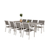 Levels tuinmeubelset tafel 100x160/240cm en 8 stoel Levels wit, grijs.
