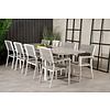 Levels tuinmeubelset tafel 100x160/240cm en 8 stoel Levels wit, grijs.