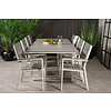 Levels tuinmeubelset tafel 100x160/240cm en 8 stoel Levels wit, grijs.