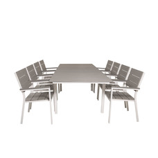 Levels tuinmeubelset tafel 100x160/240cm en 8 stoel Levels wit, grijs.