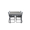 Levels tuinmeubelset tafel 100x160/240cm en 4 stoel Lindos zwart, grijs.
