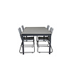 Levels tuinmeubelset tafel 100x160/240cm en 4 stoel Lindos zwart, grijs.