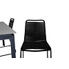 Levels tuinmeubelset tafel 100x160/240cm en 4 stoel stapel Lindos zwart, grijs.
