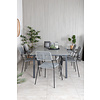 Levels tuinmeubelset tafel 100x160/240cm en 6 stoel armleuning Lindos zwart, grijs.