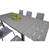 Levels tuinmeubelset tafel 100x160/240cm en 6 stoel Lindos zwart, grijs.