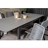 Levels tuinmeubelset tafel 100x160/240cm en 6 stoel Lindos zwart, grijs.