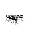 Levels tuinmeubelset tafel 100x160/240cm en 6 stoel stapel Lindos zwart, grijs.