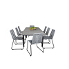 Levels tuinmeubelset tafel 100x160/240cm en 8 stoel Lindos zwart, grijs.