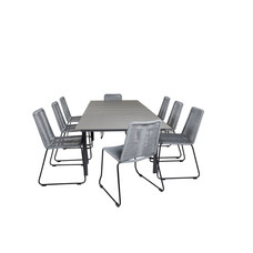 Levels tuinmeubelset tafel 100x160/240cm en 8 stoel Lindos zwart, grijs.