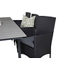 Levels tuinmeubelset tafel 100x160/240cm en 6 stoel Malin zwart, grijs.