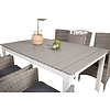 Levels tuinmeubelset tafel 100x160/240cm en 6 stoel Malin grijs.