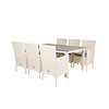 Levels tuinmeubelset tafel 100x160/240cm en 6 stoel Malin wit, grijs.