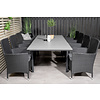 Levels tuinmeubelset tafel 100x160/240cm en 8 stoel Malin zwart, grijs.