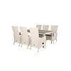 Levels tuinmeubelset tafel 100x160/240cm en 6 stoel Padova wit, grijs.