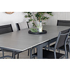 Levels tuinmeubelset tafel 100x160/240cm en 6 stoel Santorini zwart, grijs.