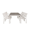Levels tuinmeubelset tafel 100x160/240cm en 6 stoel Santorini wit, grijs.