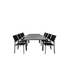 Levels tuinmeubelset tafel 100x160/240cm en 8 stoel Santorini zwart, grijs.