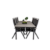 Levels tuinmeubelset tafel 100x229/310cm en 6 stoel 5pos Albany zwart, grijs.