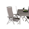 Levels tuinmeubelset tafel 100x229/310cm en 6 stoel 5pos Albany wit, grijs.