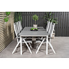 Levels tuinmeubelset tafel 100x229/310cm en 6 stoel 5pos Albany wit, grijs.