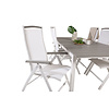 Levels tuinmeubelset tafel 100x229/310cm en 6 stoel 5posalu Albany wit, grijs.