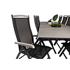 Levels tuinmeubelset tafel 100x229/310cm en 10 stoel Albany zwart, grijs.