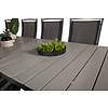 Levels tuinmeubelset tafel 100x229/310cm en 10 stoel Albany zwart, grijs.