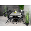 Levels tuinmeubelset tafel 100x229/310cm en 10 stoel Albany zwart, grijs.
