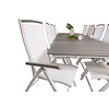 Levels tuinmeubelset tafel 100x229/310cm en 10 stoel Albany wit, grijs.